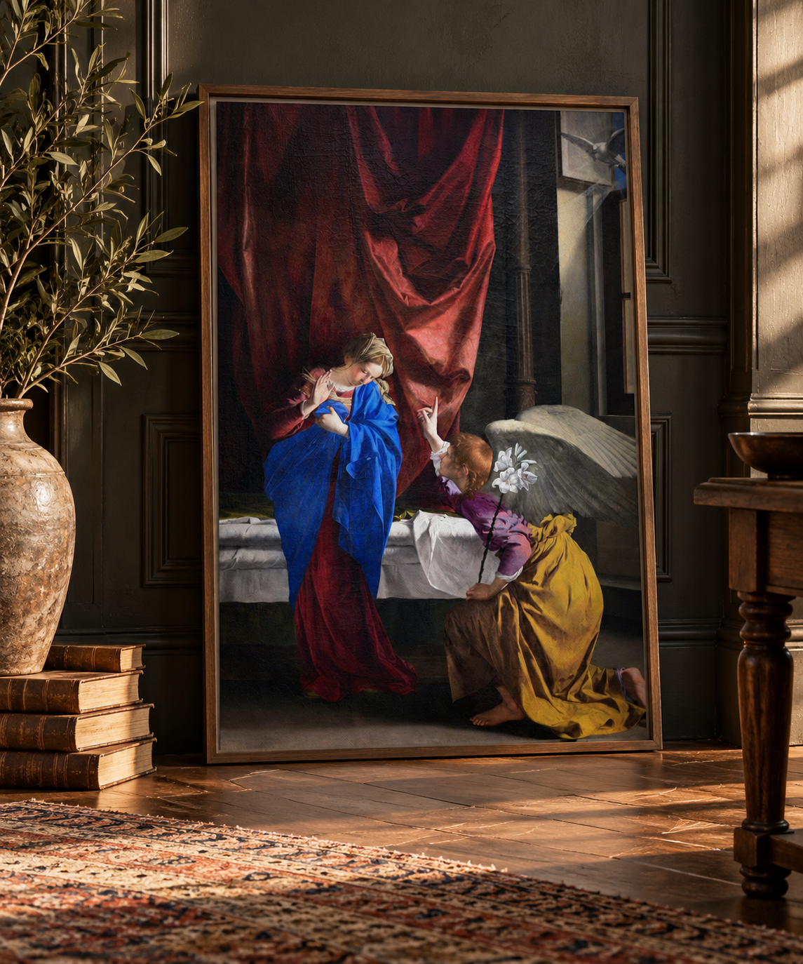 The Annunciation – Orazio Gentileschi Framed Canvas Print | Italian Baroque Religious Wall Art