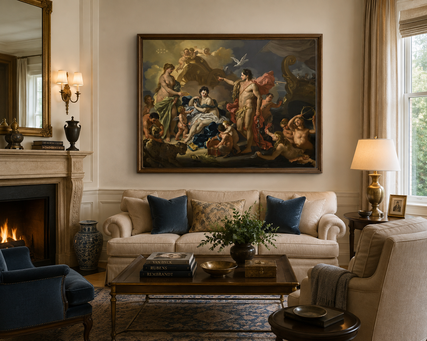 Bacchus and Ariadne – Francesco Solimena Framed Canvas Print | Italian Baroque Mythology Wall Art