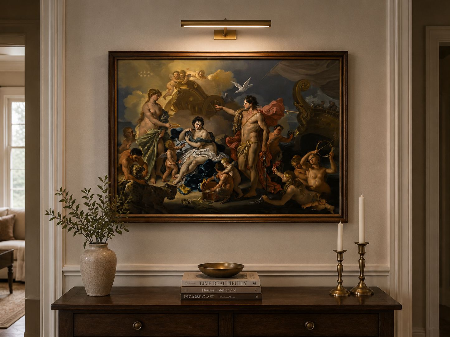 Bacchus and Ariadne – Francesco Solimena Framed Canvas Print | Italian Baroque Mythology Wall Art