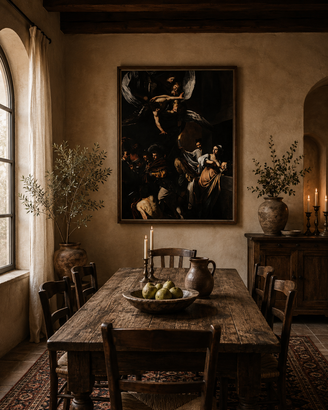 The Seven Works of Mercy – Caravaggio Framed Canvas Print | Baroque Religious Wall Art