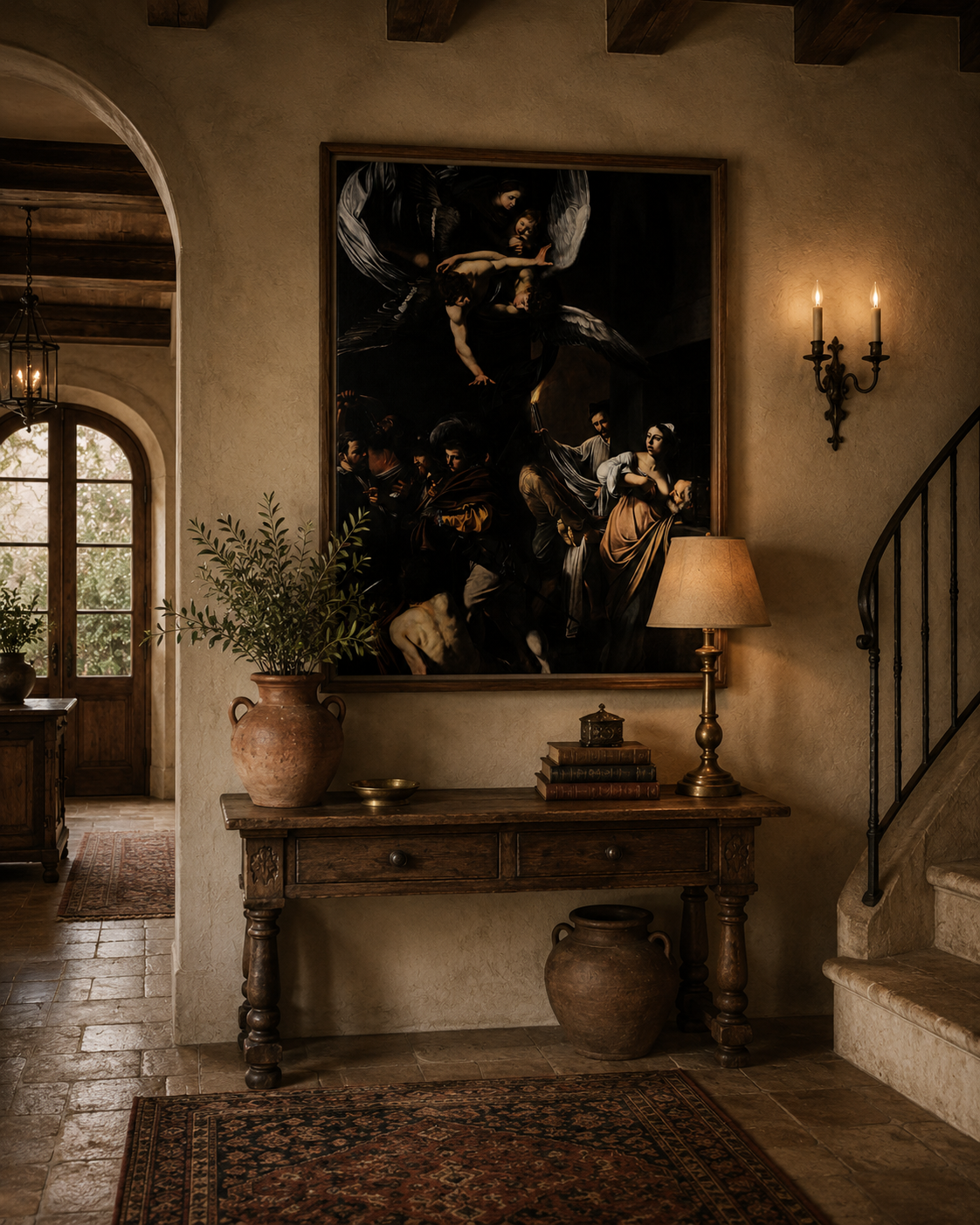 The Seven Works of Mercy – Caravaggio Framed Canvas Print | Baroque Religious Wall Art