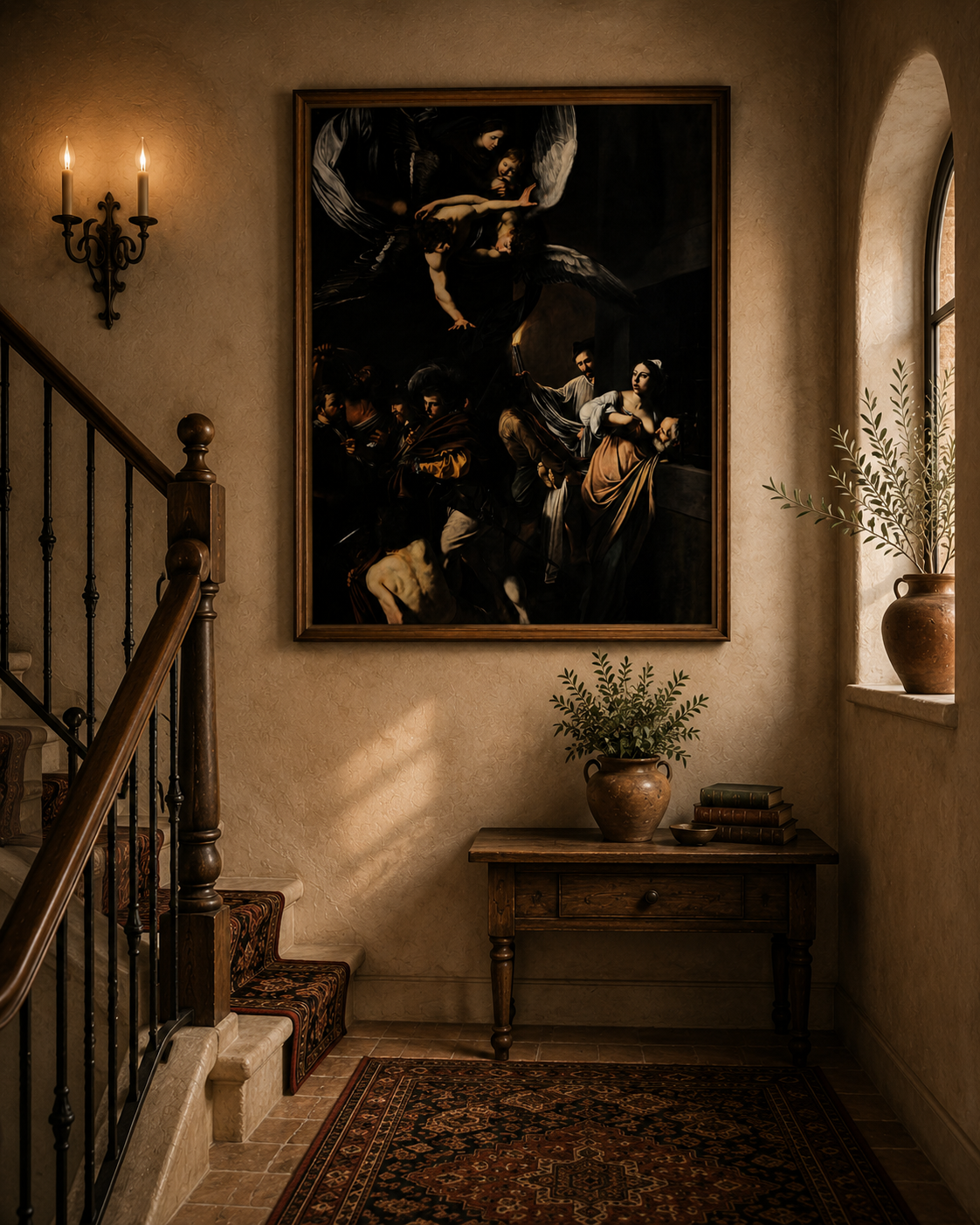 The Seven Works of Mercy – Caravaggio Framed Canvas Print | Baroque Religious Wall Art