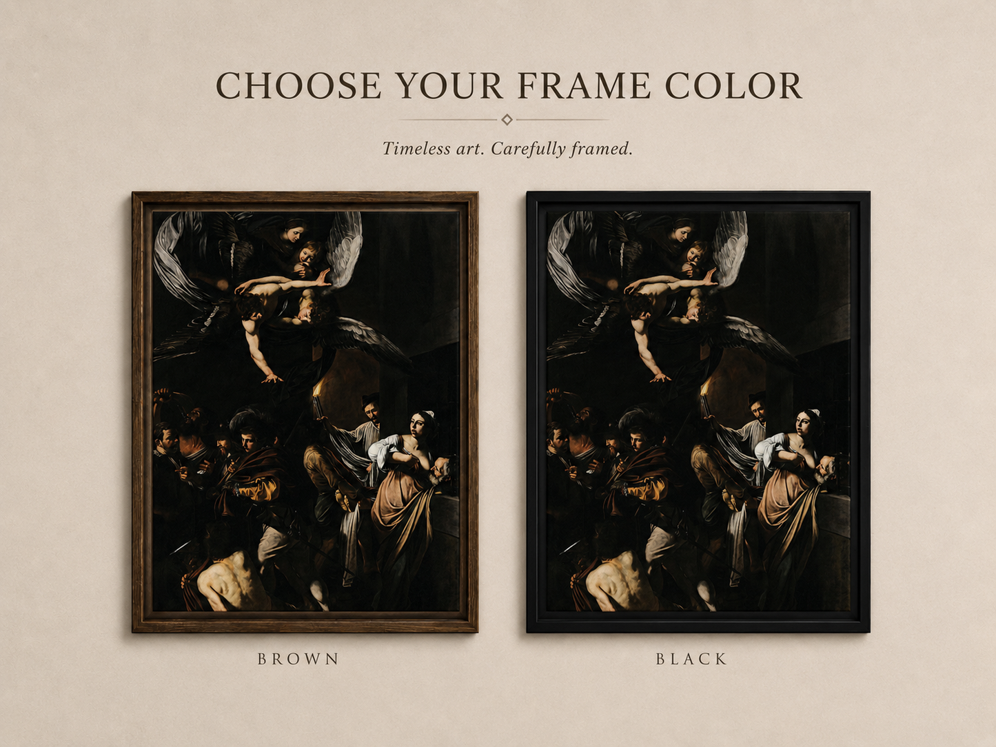 The Seven Works of Mercy – Caravaggio Framed Canvas Print | Baroque Religious Wall Art