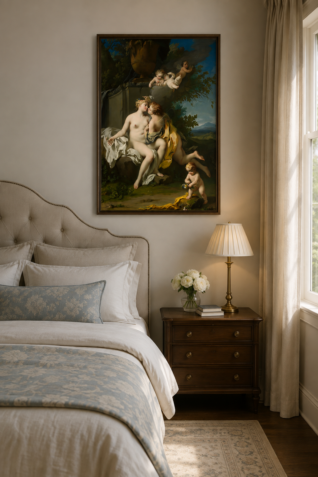 Flora and Zephyr – Jacopo Amigoni Framed Canvas Print | Rococo Mythology Wall Art