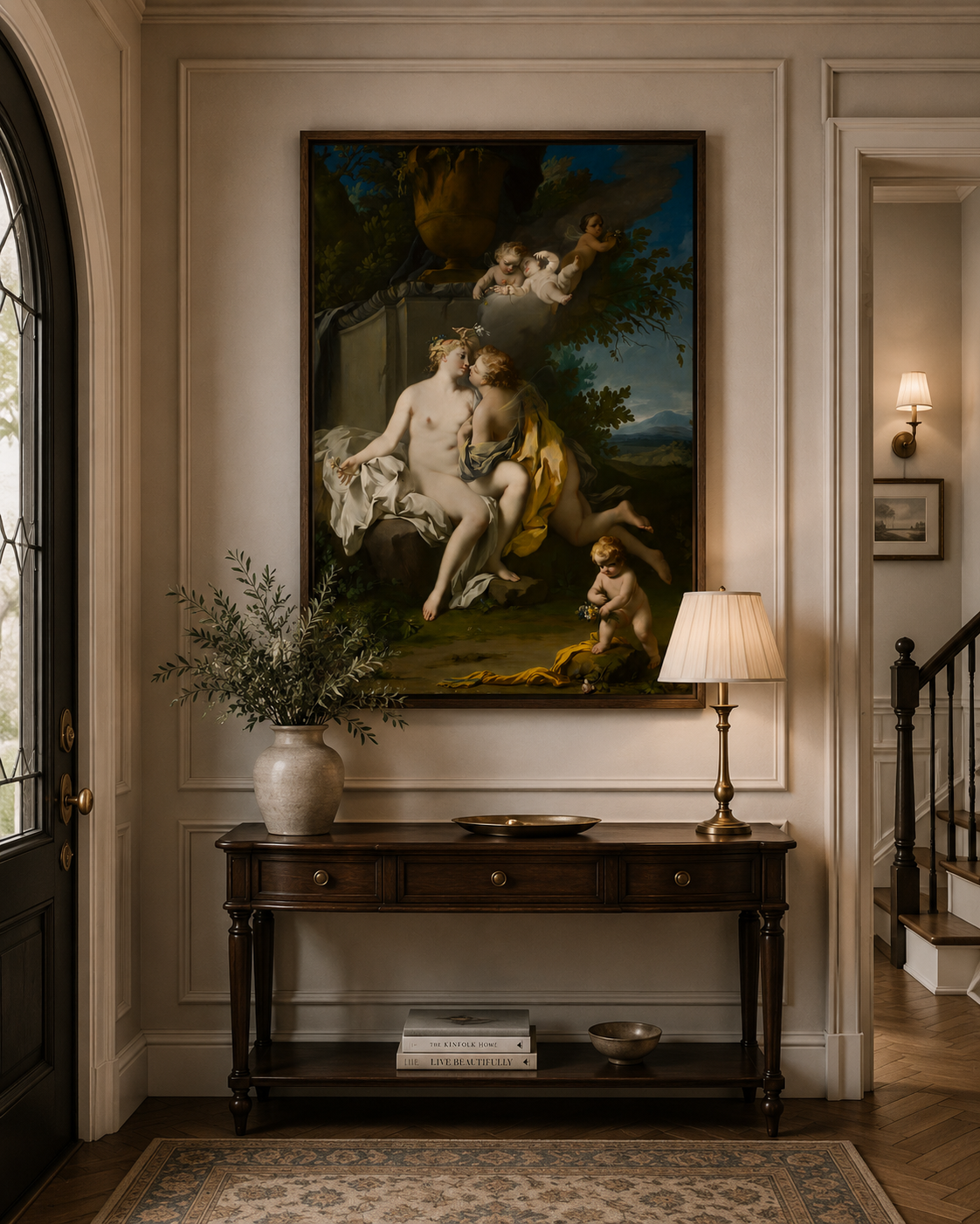 Flora and Zephyr – Jacopo Amigoni Framed Canvas Print | Rococo Mythology Wall Art