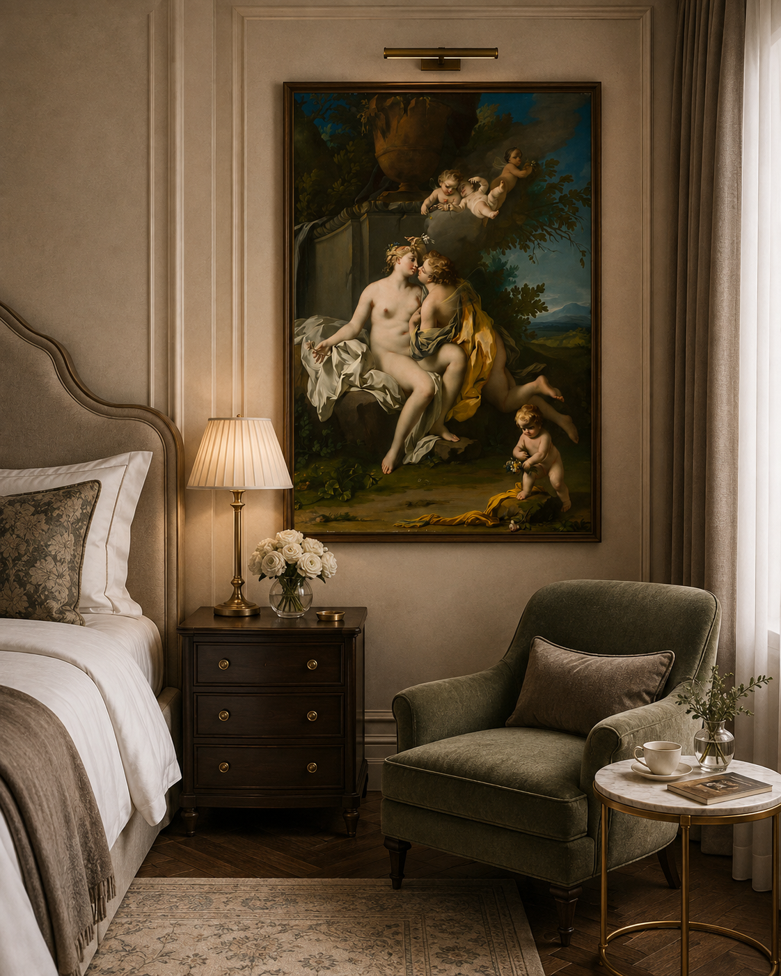 Flora and Zephyr – Jacopo Amigoni Framed Canvas Print | Rococo Mythology Wall Art
