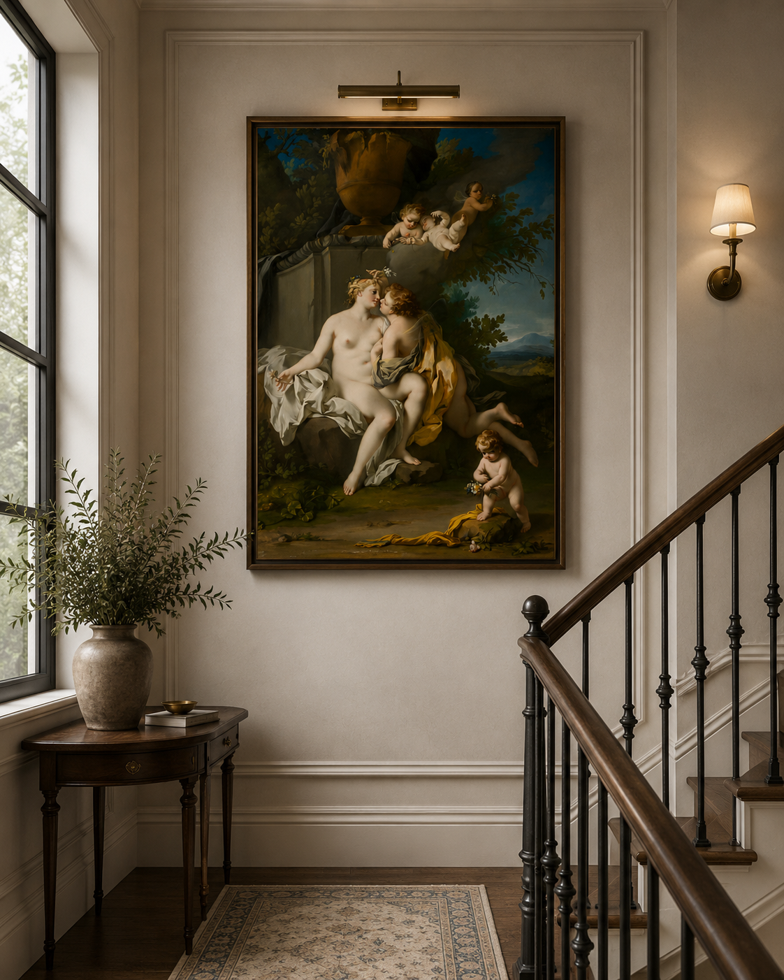 Flora and Zephyr – Jacopo Amigoni Framed Canvas Print | Rococo Mythology Wall Art