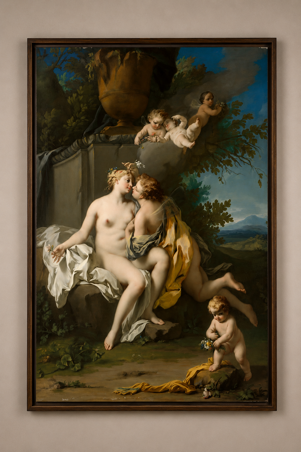 Flora and Zephyr – Jacopo Amigoni Framed Canvas Print | Rococo Mythology Wall Art