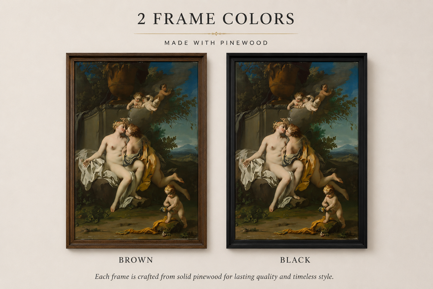Flora and Zephyr – Jacopo Amigoni Framed Canvas Print | Rococo Mythology Wall Art
