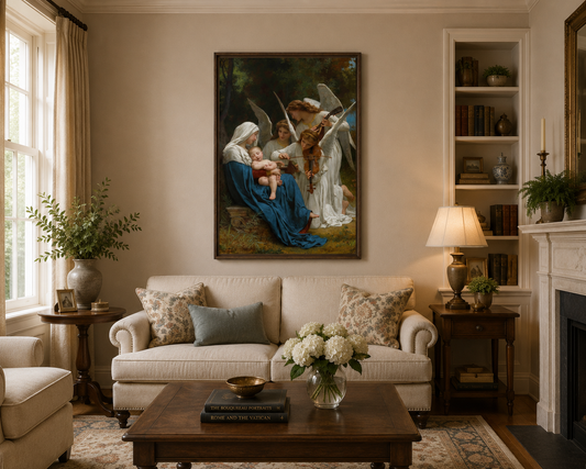 The Song of the Angels – William-Adolphe Bouguereau Framed Canvas Print | Classical Religious Wall Art