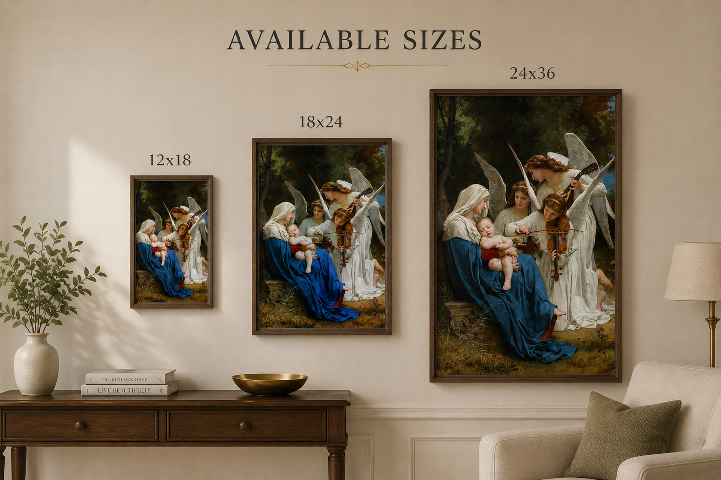 The Song of the Angels – William-Adolphe Bouguereau Framed Canvas Print | Classical Religious Wall Art