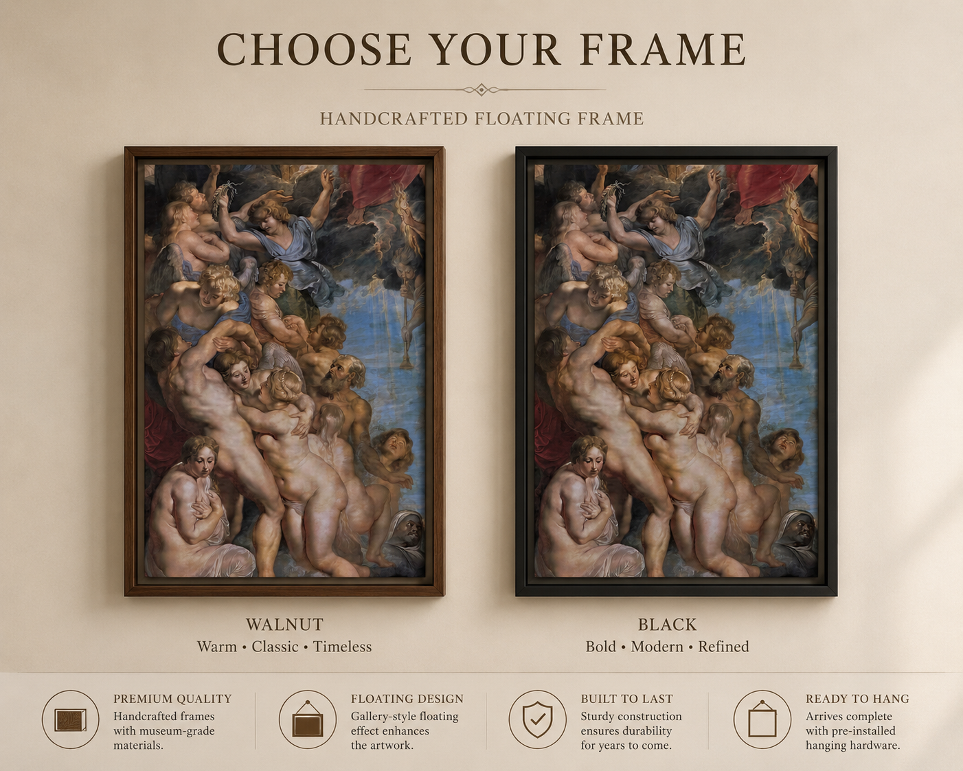 The Great Last Judgment – Peter Paul Rubens Framed Canvas Print | Baroque Religious Wall Art