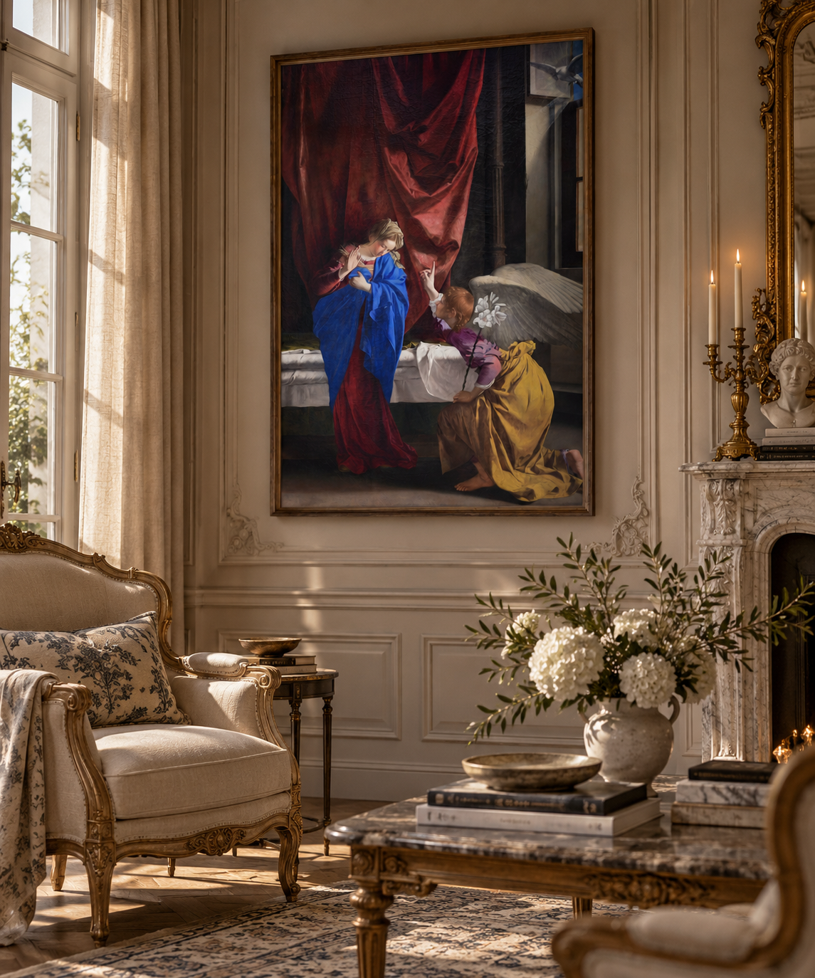 The Annunciation – Orazio Gentileschi Framed Canvas Print | Italian Baroque Religious Wall Art