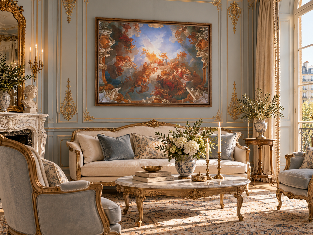 The Apotheosis of Hercules – François Lemoyne Framed Canvas Print | French Baroque Mythology Wall Art