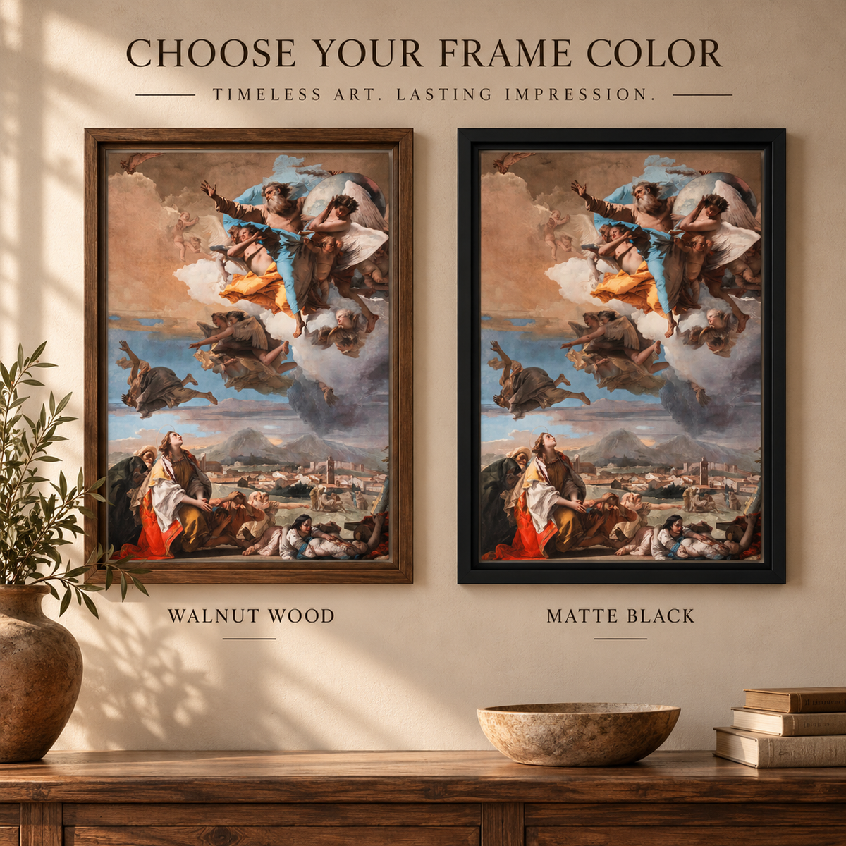 Saint Thecla Praying for the Plague-Stricken – Giovanni Battista Tiepolo Framed Canvas Print | Baroque Religious Wall Art