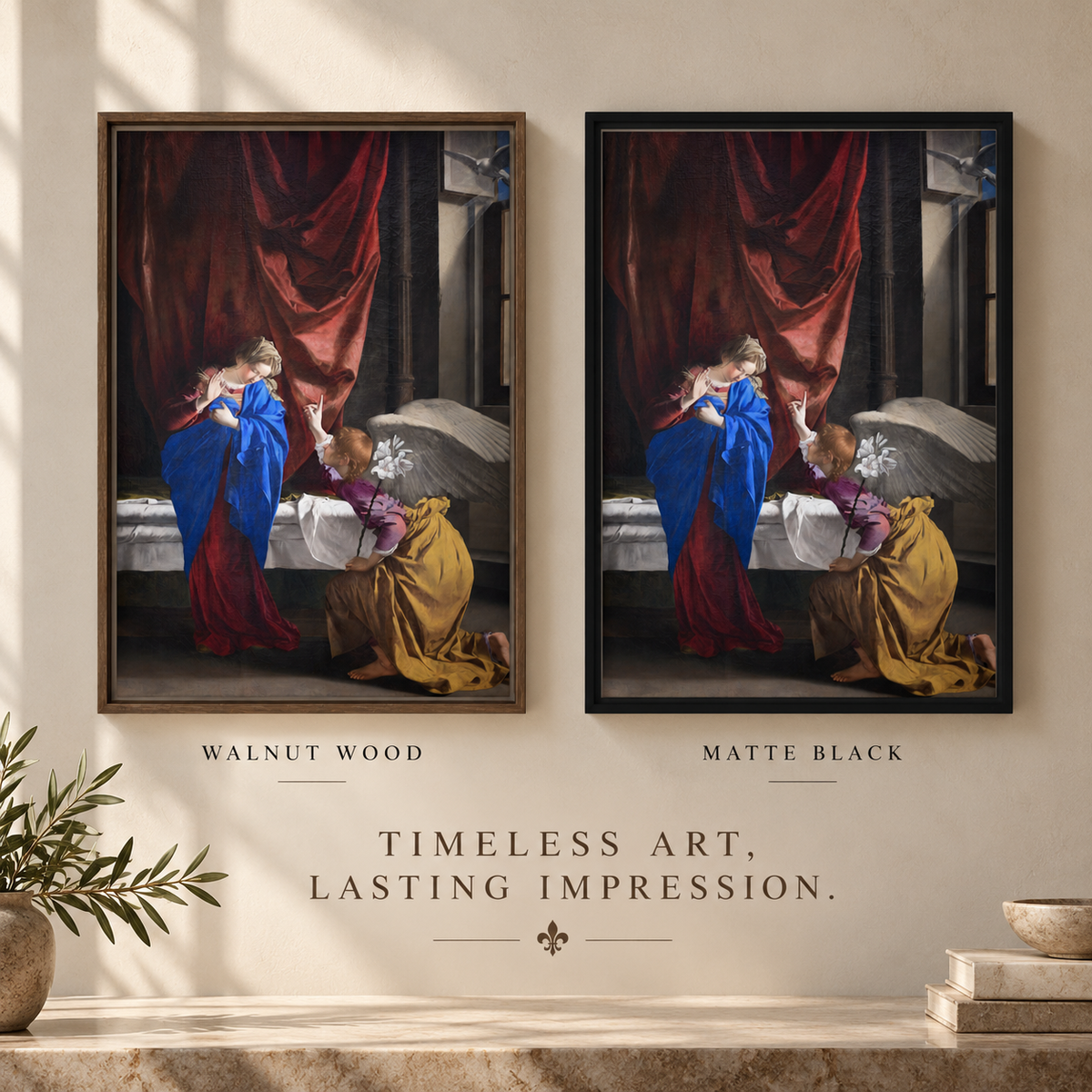 The Annunciation – Orazio Gentileschi Framed Canvas Print | Italian Baroque Religious Wall Art